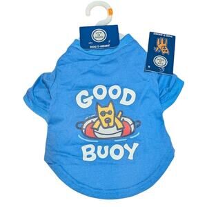 Life is Good "Good Buoy" Pet Dog Small T-shirt Short Sleeve Crew Neck Blue Tee S
